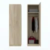 A tall, narrow wardrobe with its door open, showing its interior contents, placed next to a closed wardrobe of the same design. Náhled obrázku produktu