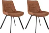 Two brown upholstered chairs with black metal legs are shown against a white background. Podgląd zdjęcia produktu