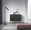 Kommode Kioto 104 cm Schwarz & Gold – Rillenfront, Goldene Produktbild-Vorschau 3