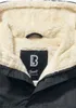 Close-up of the inside collar and tag of a black jacket with a cream-colored sherpa lining. Produktbild-Vorschau
