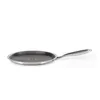 A side view of a round, flat frying pan with a textured interior and a silver handle, isolated on a white background. Náhled obrázku produktu