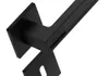 A close-up studio shot of a black door handle and its mounting plate against a white background. Produktbild-Vorschau