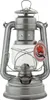 A silver metal lantern with a clear glass globe, shown against a white background. Produktbild-Vorschau