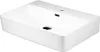 A white ceramic rectangular sink with a drain and faucet hole. Produktbild-Vorschau