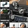 Collage of images showcasing a car fan with various features and components. Produktbild-Vorschau