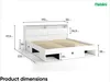 A diagram of a white and black bed frame with dimensions indicated by lines and numbers. Produktbild-Vorschau