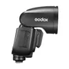 A black Godox camera flash is shown against a white background. Produktbild-Vorschau