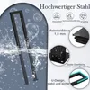 A black U-shaped metal railing is shown partially submerged in water with splashes and bubbles, highlighting its water-resistant properties. Several inset images and text callouts describe its features. Náhled obrázku produktu