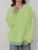 ASKSA Damen Sweatshirt Oversized Gestreift Farbblock Produktbild-Vorschau 4