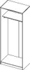 A line drawing of a white wardrobe with a shelf and a hanging rail. Náhled obrázku produktu
