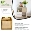 A product image showcasing a storage basket with accompanying marketing text and graphics. Produktbild-Vorschau