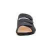 A front view of a navy blue sandal with three adjustable straps. Produktbild-Vorschau