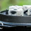 Close-up of charcoal briquettes in a Dutch oven. Produktbild-Vorschau
