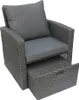 HOMLA Fotel LINDE ogrodowy z ottomanem szary 73x70x81 cm Podgląd zdjęcia produktu 1