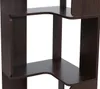 A close-up view of a dark brown corner bookshelf. Náhľad obrázku produktu