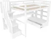 Sweiko Lit mezzanine 140x200 avec bureau et étagères, deux Voir les images du produit 12