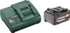 A battery charger and a battery pack are shown side-by-side on a white background. Produktbild-Vorschau