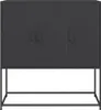 A dark gray highboard with three doors on a black metal stand, presented against a white background. Produktbild-Vorschau