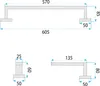 Technical drawing with dimensions of bathroom hooks. Anteprima dell’immagine prodotto