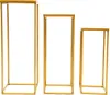 3 Stück Blumenhocker Set Metall Modern Gold Quadrat Produktbild-Vorschau 1