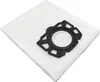 A white vacuum cleaner bag with a black plastic adapter is shown on a white background. Produktbild-Vorschau