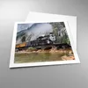 Poster - Poster ohne Rahmen - Alt Lokomotive Berge - 60x60 Produktbild-Vorschau 3