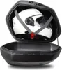 A white motorcycle helmet is secured inside an open black motorcycle top case. Produktbild-Vorschau
