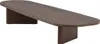 A modern, oval-shaped coffee table with a dark wood finish, presented against a white background. Produktbild-Vorschau