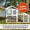A chicken coop is shown outdoors in a grassy area with trees in the background. Produktbild-Vorschau