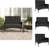 vidaXL Gartenbank 2-Sitzer mit Kissen Schwarz Poly Rattan - Produktbild-Vorschau 1