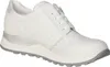 A white women's sneaker with silver accents and a lace-like pattern on the toe box. Produktbild-Vorschau