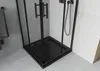 A close-up view of a modern black shower cabin with a black shower tray. Podgląd zdjęcia produktu
