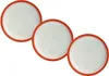 Three white circular filters with red borders are arranged in a diagonal line. Produktbild-Vorschau