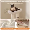 A cat is resting on a cat tree, with close-up shots of the material and a removable cushion. Anteprima dell’immagine prodotto