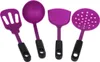 Four purple kitchen utensils with black handles are arranged in a row against a white background. Produktbild-Vorschau
