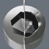 A close-up view of a hexagonal socket, split down the middle to show a comparison between two different states. Produktbild-Vorschau