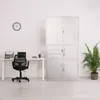 A modern office setting with a desk, chair, filing cabinet, and a plant. Podgląd zdjęcia produktu