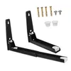 A pair of black adjustable stainless steel microwave wall brackets and mounting hardware are displayed on a white background. Produktbild-Vorschau