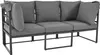 A gray outdoor sofa set with a black metal frame is shown against a white background. Produktbild-Vorschau