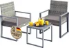 CASARIA® Salon de jardin Gris WPC en polyrotin 2 chaises 1 Voir les images du produit 1