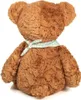 A brown teddy bear seen from the back, wearing a light blue polka dot scarf. Produktbild-Vorschau