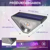 A diagram showing the dimensions and features of a solar-powered light. Produktbild-Vorschau