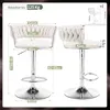 Barhocker 2er Set mit Samtsitz (Beigeweiß) | Barhocker Produktbild-Vorschau 3