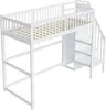 Sweiko Hochbett 90x200 mit Treppe, weißes Kinderbett aus Produktbild-Vorschau 13