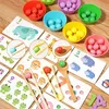 A Montessori learning set for children, featuring colorful counting balls, sorting cups, and animal-themed cards with numbers. Produktbild-Vorschau
