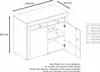 A technical drawing of a sideboard with dimensions and labels. Produktbild-Vorschau