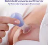 A close-up shot of a person using a breast pump accessory on their nipple. Náhled obrázku produktu