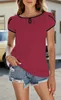 ASKSA Sommer Damen T-Shirt Rundhals Kurzarm Blütenblatt Produktbild-Vorschau 2