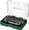 A set of tools in a green and clear plastic case. Produktbild-Vorschau