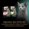 A gray cat is looking to the right, with two pouches of Sheba Kitten food in front of it. Text is overlaid on the bottom of the image. Anteprima dell’immagine prodotto